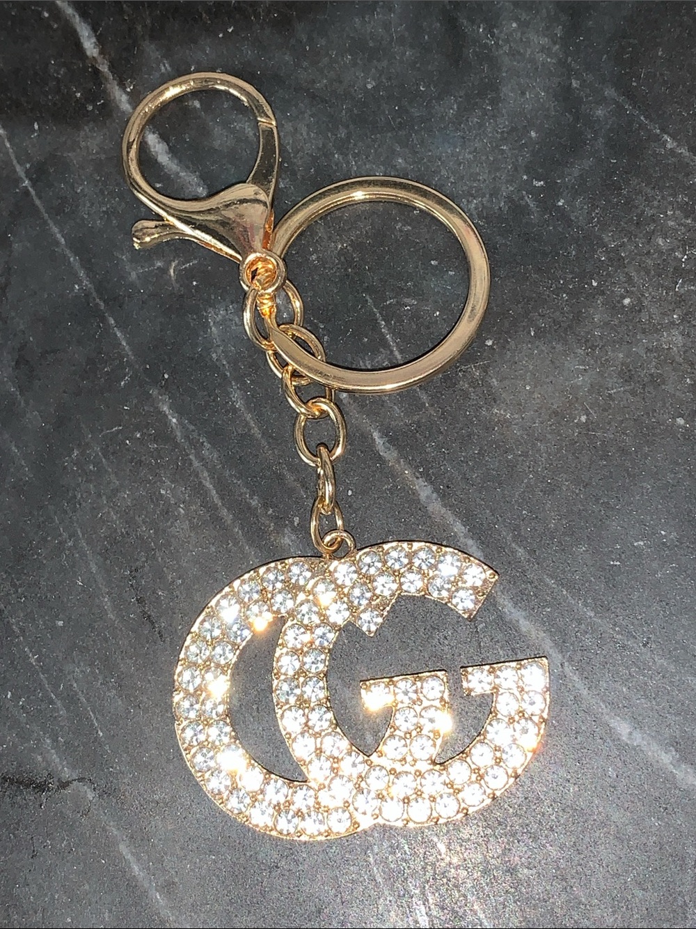 NEW! Gold Crystal Double G Keychain - Designer Inspired Bag Charm